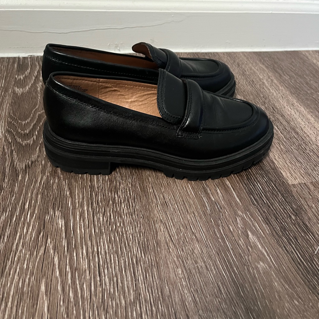 Madewell The Bradly Lugsole Loafer Black Leather Size 6